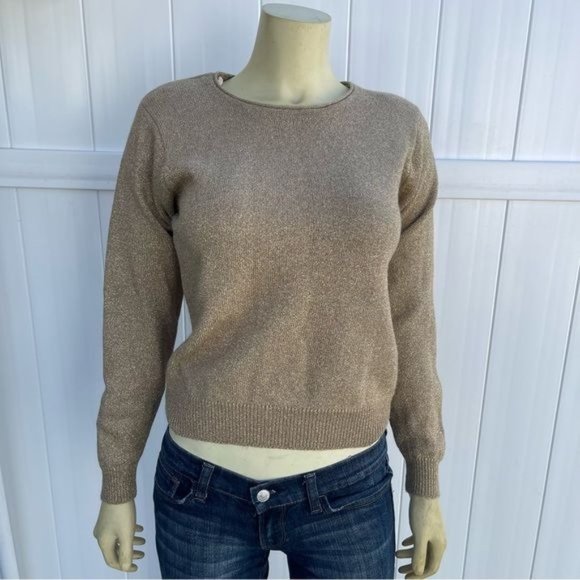 Jeanne Pierre Gold Vintage Sweater with Shoulder Pads Size S - Picture 6 of 7